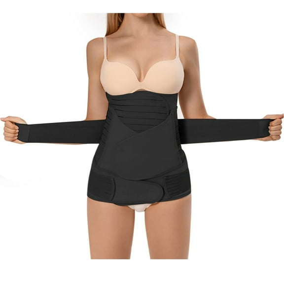 3 in 1 Postpartum Belly Band Wrap,Support Recovery Girdle Belt Post Pregnancy Belly Waist Post Partum Waist Binder Shapewear