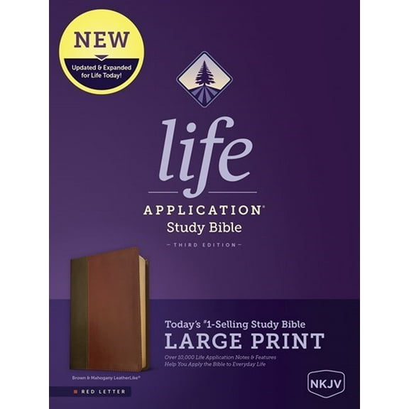 NKJV Life Application Study Bible/Large Print (Third Edition)-Brown/Mahogany LeatherLike