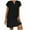 Black, variant on cocolona Women's Summer Plus Size Linen Dress V Neck Short Sleeve Solid Casual Loose Midi Dress Hawaiian Beach Sun dress