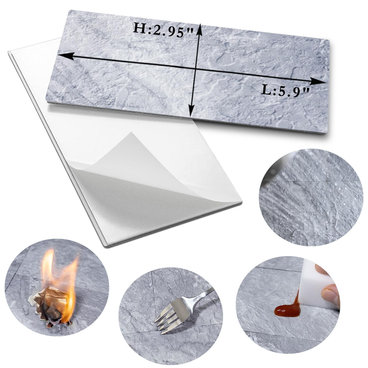 100-piece Peel And Stick Backsplash Wall Tiles  3" X 6" Pvc Grey Marble Faux On For Kitchen Bathroom Laundry Room Camper Fireplace