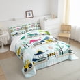 thumbnail image 4 of Construction Bedding Set Cute Dinosaur Comforter Set Full,Excavator Truck Bedding Comforter Sets Vehicle Tractor Room Decor Cartoon Animal Dino Quilt Bed Set 3Pcs, 4 of 5