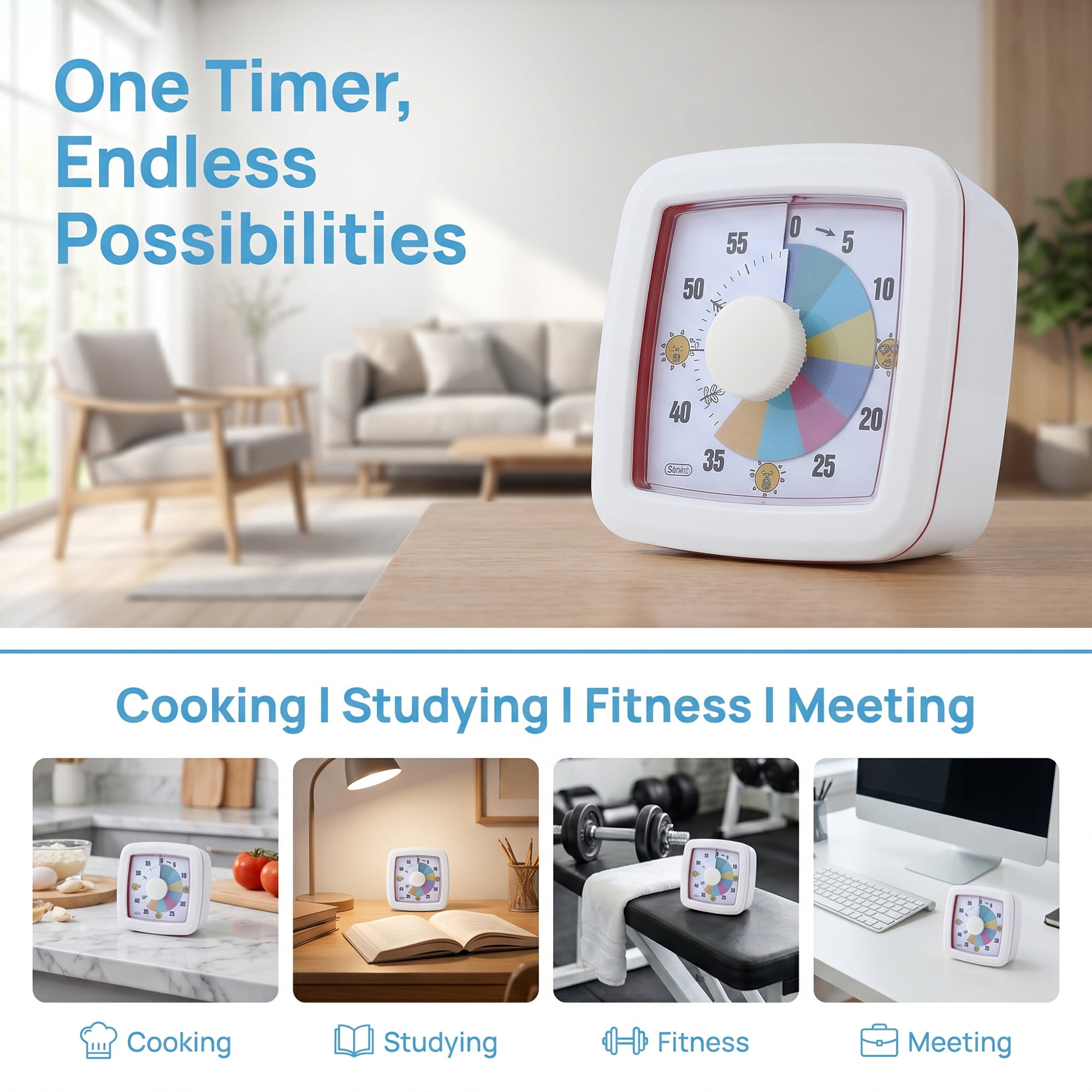 Unique Bargains 60 Minute Digital Visual Timer with Loud Alarm for Studying White C