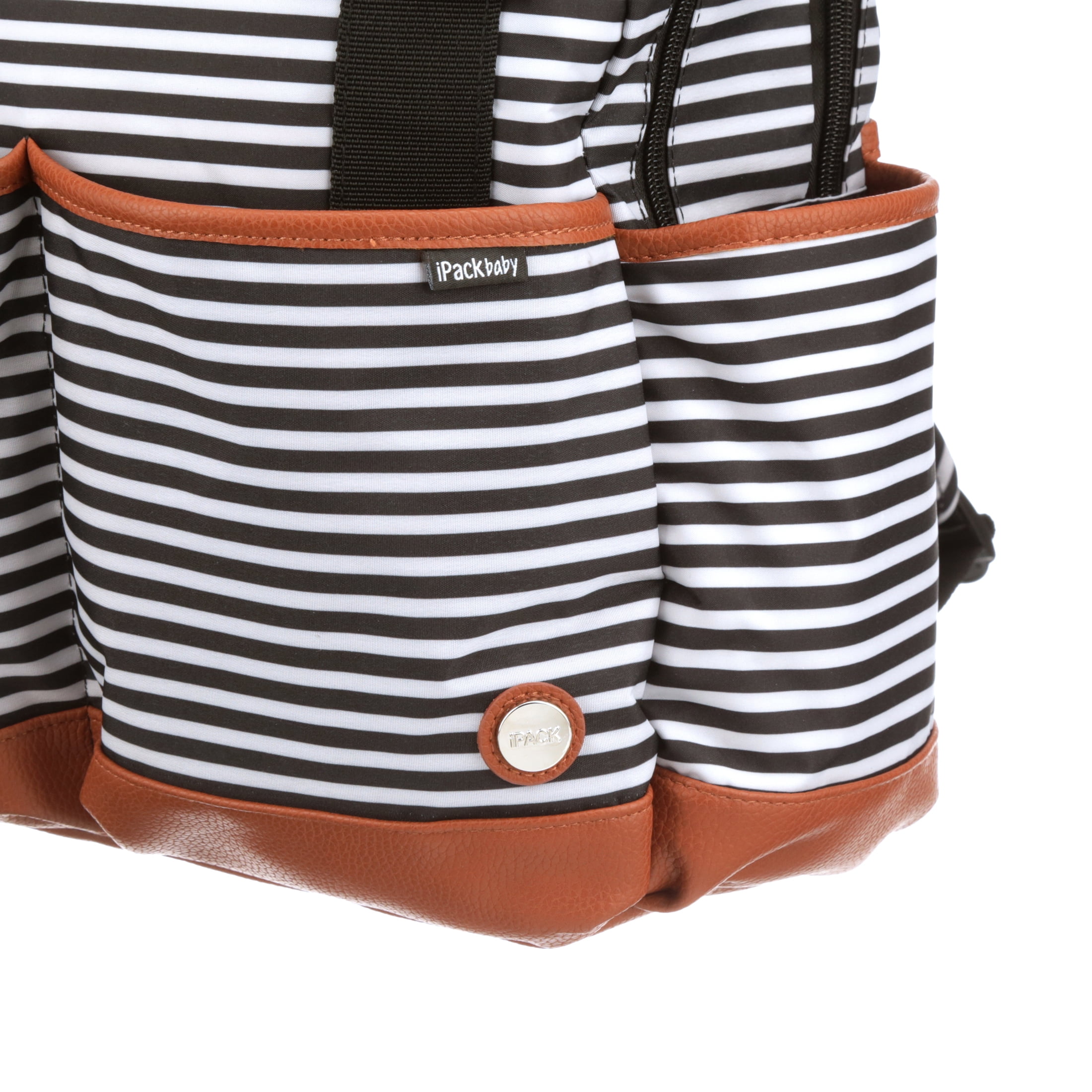 Blue and white top striped diaper bag