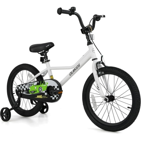 OLAKIDS Kids Bike, 12 14 16 18 Inch Toddlers Bike with Training Wheels Safety Bell Adjustable Seat and Handlebar Handbrake and Coaster Brake, Children's Bicycle for Boys Girls
