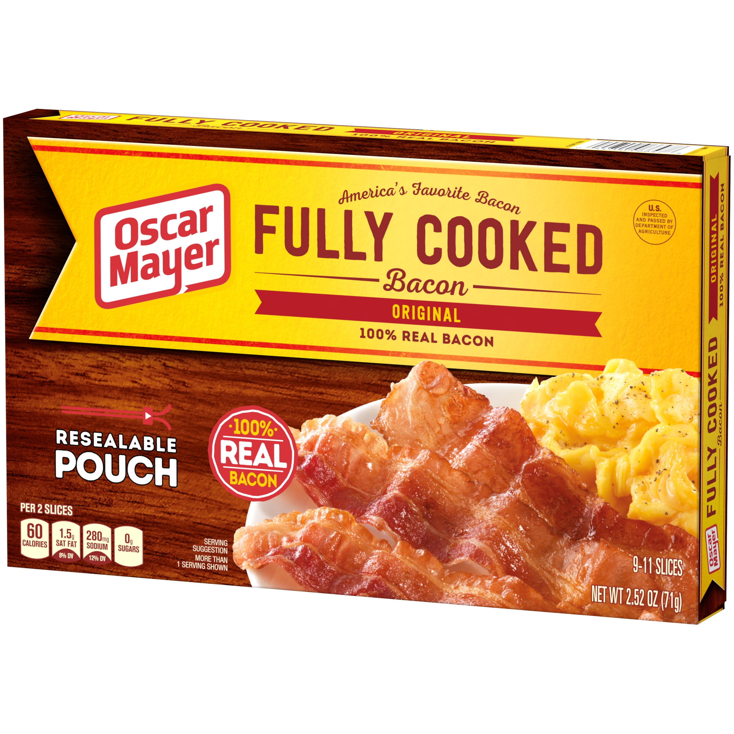 Oscar Mayer Original Fully Cooked Bacon Slices 2 52 Oz Box 9 11 Slices Walmart Com Walmart Com