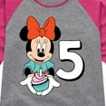thumbnail image 3 of Mickey & Friends - Minnie Birthday 5 - Toddler And Youth Girls Raglan Graphic T-Shirt, 3 of 5