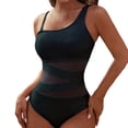 thumbnail image 1 of Aayomet Swimsuit for Women High Neck Plunge Ruched Tummy Control Bathing Suit,Black XL, 1 of 4