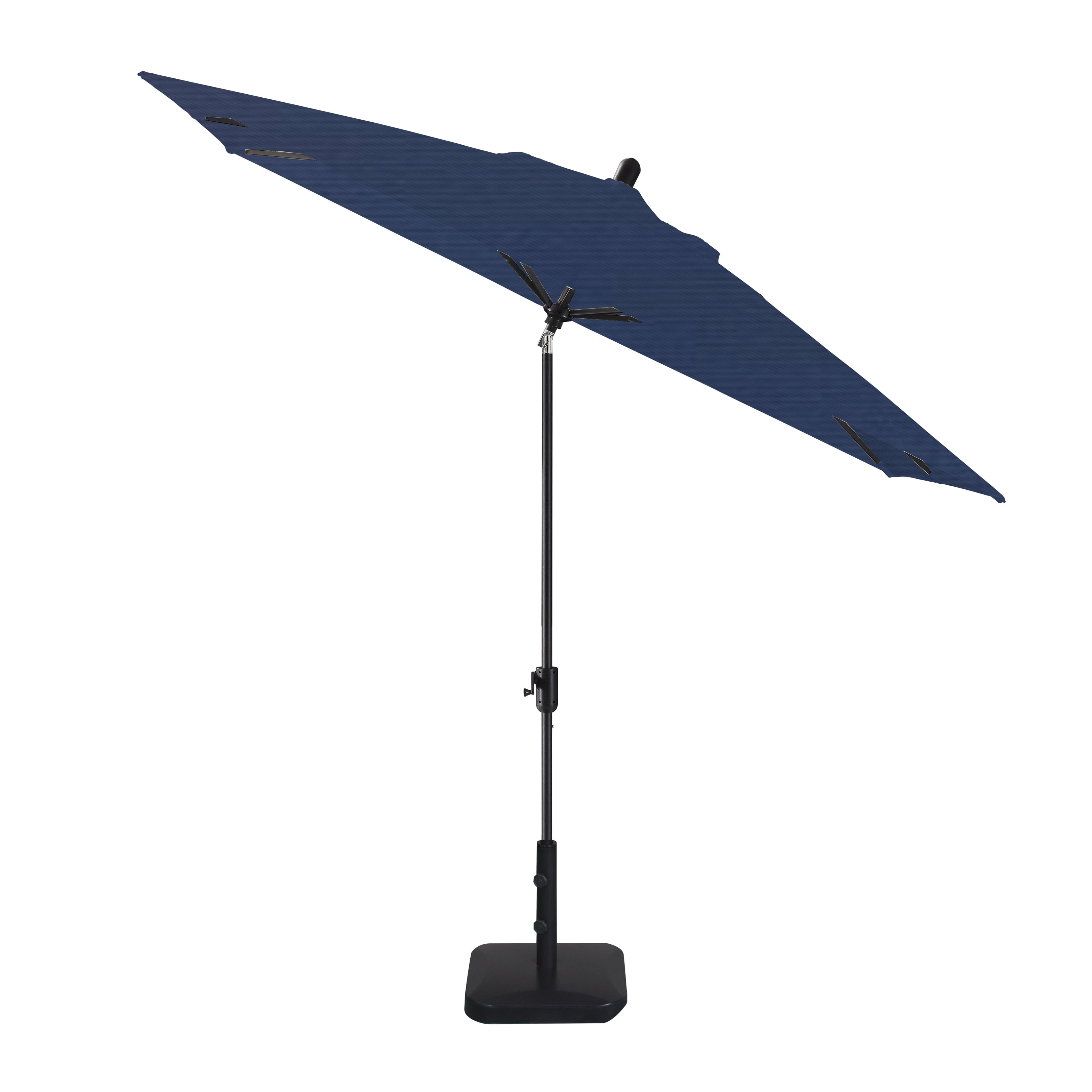 Amauri Outdoor Living - Laguna Cove 10' x 6.5' Rect Auto TiltMarket Umbrella, Black Sapphire Frame, Sunbrella Navy Shade