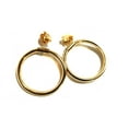 thumbnail image 3 of Clip-on Hoop Earrings 2 inch Hoops Thick Round Pipe Hoops Gold Tone, 3 of 4