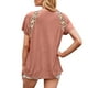 thumbnail image 5 of Camiseta de mujer con estampado de manga corta, cuello redondo, camiseta informal de verano, marrón, XL sidaley AP001232-16, 5 of 7