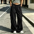 thumbnail image 3 of Gytharion Women's Elastic Waist Cargo Pants Solid Color Loose Wide Leg Pants Multi Pocket Casual Streetwear Trousers 2026, 3 of 3