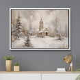 thumbnail image 3 of IDEA4WALL Framed Canvas Art Wall Decor Winter Church Scene Rustic Snowy Landscape Pastel Painting Realism Expressive Dark Black and White Print for Dorm Home Office - 24"x36" White, 3 of 5