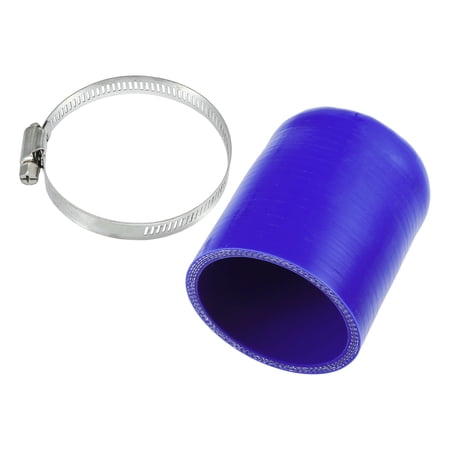 Unique Bargains 1 Set 65mm 2.56" ID Silicone Hose Cap W/ Clamp Intake Vacuum Hose End Plug for Car Silicone Blue