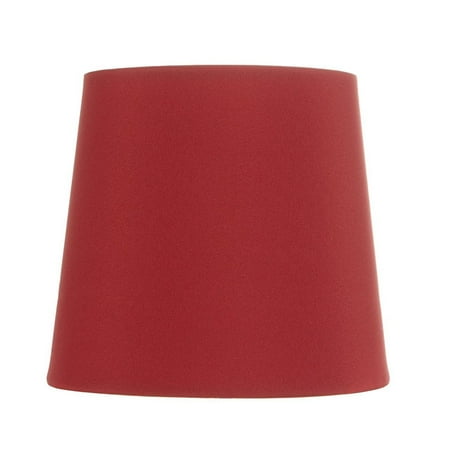 Antique Nickel Metal Shade - Red Silk Five Inch Clip on Chandelier Lampshade with Nickel Bulb Clip
