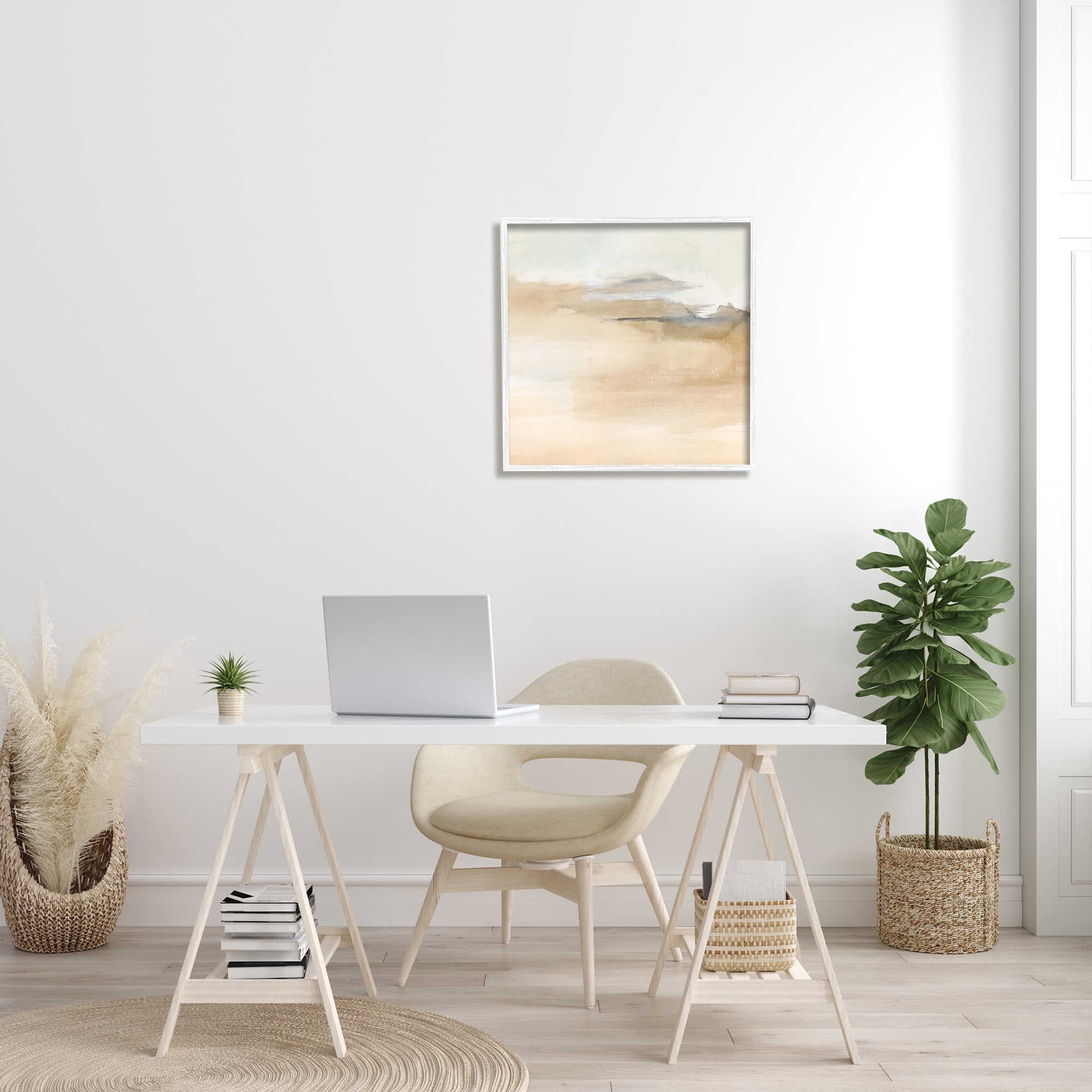 Stupell Industries Cinnamon Shores Abstract Landscape Soft Neutral Tones Modern Painting White Framed Art Print Wall Art, 24 x 24, Design by Victoria Barnes