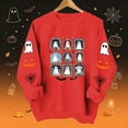 thumbnail image 2 of KEGIRLOM Halloween Sweatshirts for Women Cute Crewneck Ghost Pumpkin Sweaters | Cute frame ghost print sweatshirt Red Pullover, 2 of 8