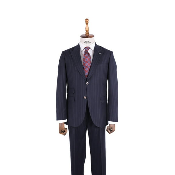 Men's Suit, Special Design Handmade Polyester Navy Blue Stylish Pleated Suit