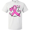 thumbnail image 3 of Inktastic Love, Care, Cure Breast Cancer Awareness Pink Ribbon T-Shirt, 3 of 5