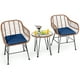 thumbnail image 5 of Costway Juego de 3 Piezas Muebles de Mimbre de Bistro de Conversación de Patio Mesa Redonda de Vidrio 2 Sillones Cojines para Jardín Piscina, 5 of 6