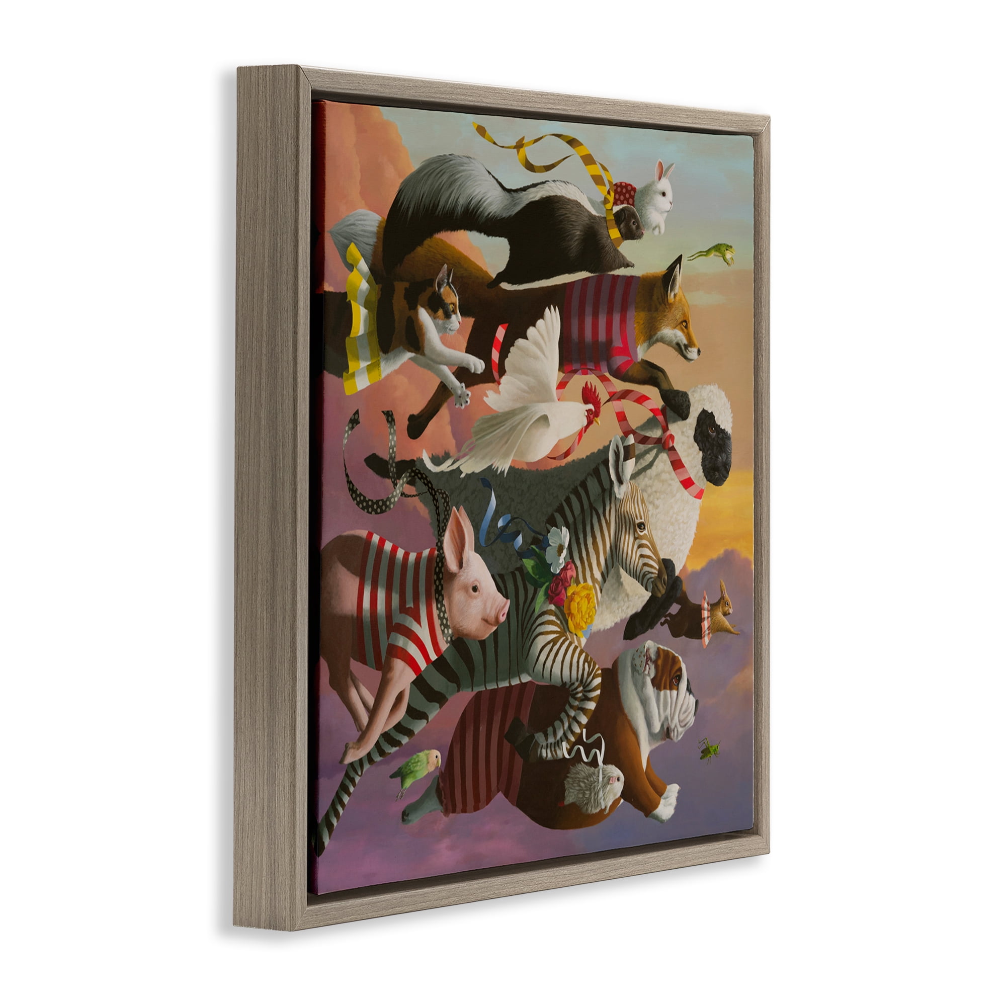 Thick As Thieves Animals Brown Framed Floater Canvas Wall Art, design by Heather Gauthier