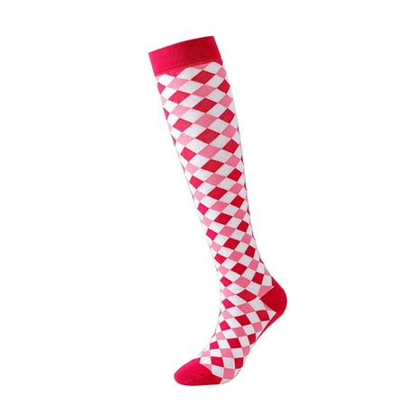 

Qxutpo Socks for Women Casual Knee High Plaid Stockings Academy Style Pile Socks Pressure Socks