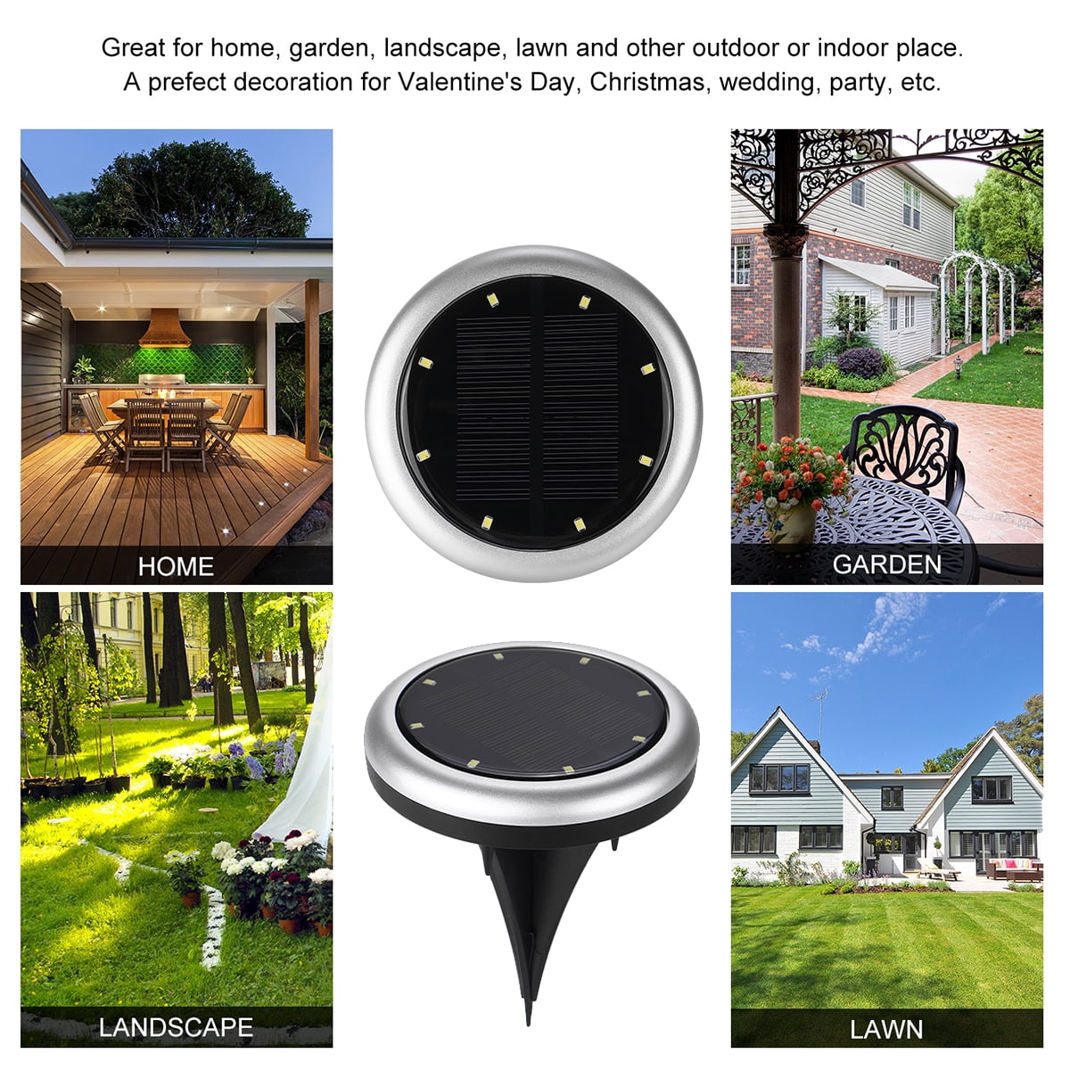 50 LED Solar Lights Ground Buried Garden Lawn Deck Path Outdoor Landscape Yard