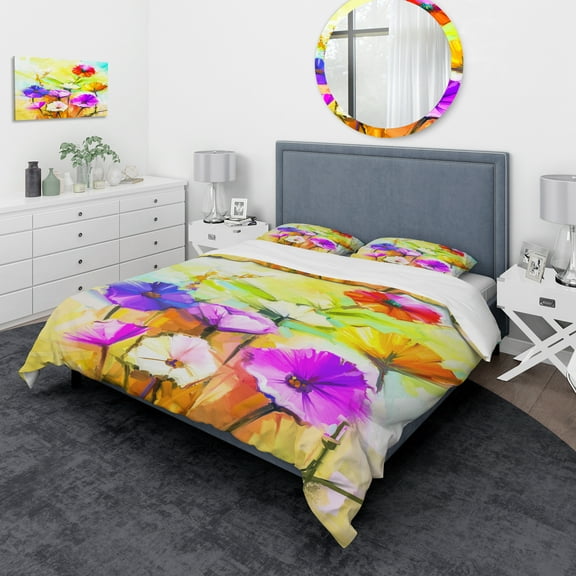 Designart 'Colorful Gerbera Flowers Painting' Traditional Duvet Cover Set