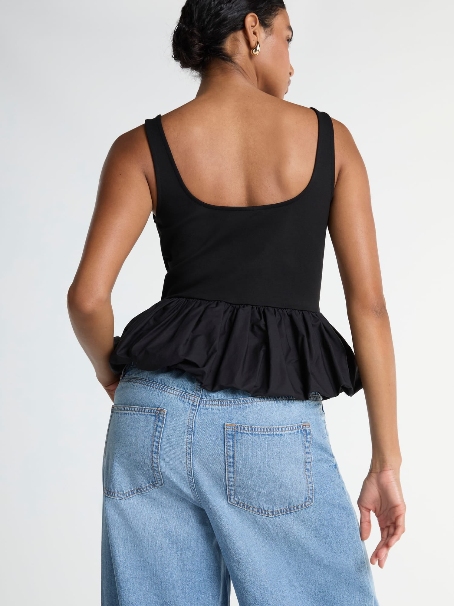 Scoop Women’s Mixed Media Bubble Hem Tank Top, Sizes XS-XXL