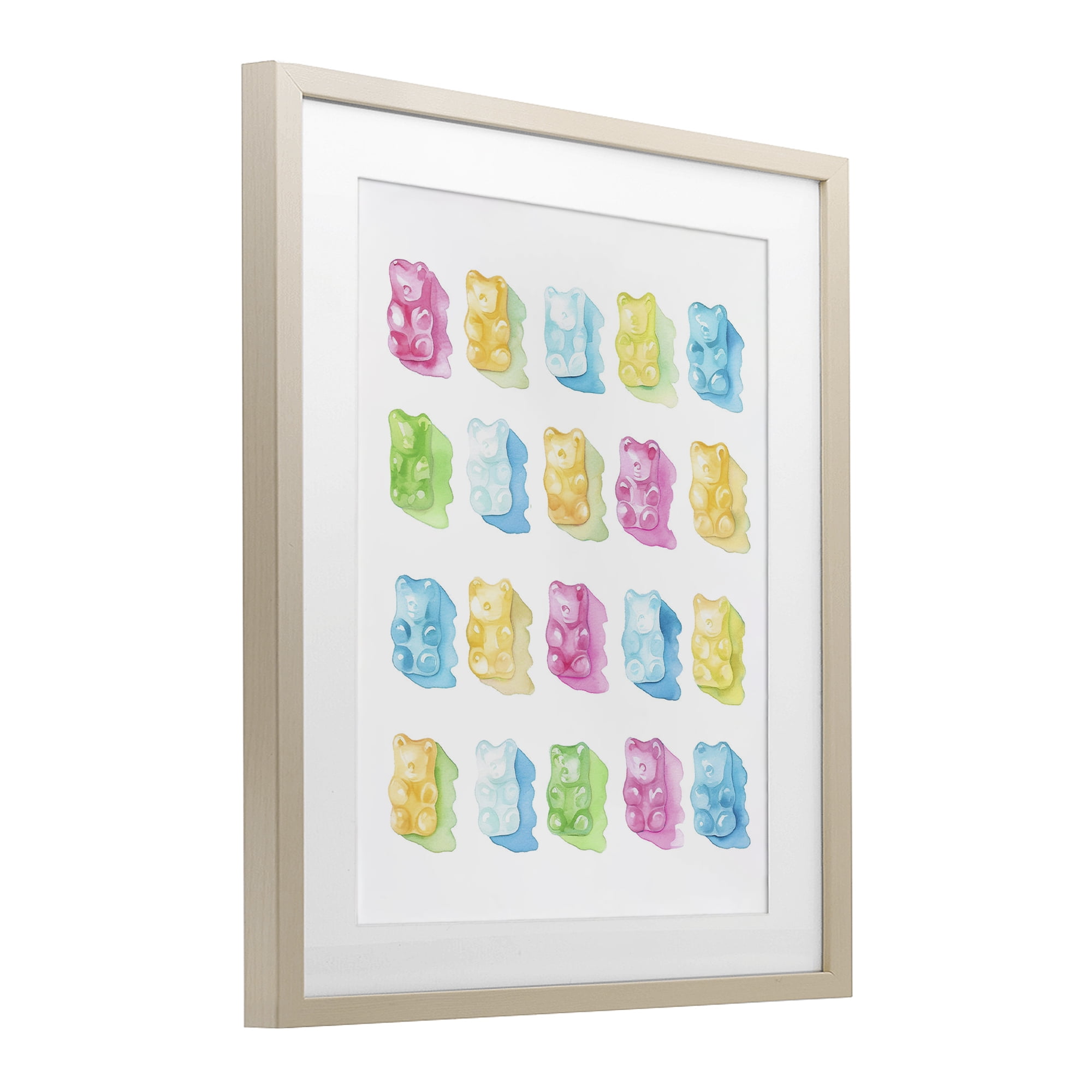 Pastel Candy Bears Collection Birch Framed Print Under Glass, design by Lil' Rue
