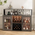 thumbnail image 6 of Maritcute Bar Cabinet with Power Outlets, Liquor Cabinet with Led Lights and Glass Holder, Storage Buffet Cabinet Coffee Bar Cabinet for Liquor, Wine Cabinet with Racks,Grey, 6 of 9