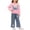 Pink, variant on Taqqpue Kid Girl 2pcs Clothes Spring Summer Outfits Cute Sweet Bowknot Long Sleeve Bowknot Top Denim Pants Set for Girls 0-6 Years