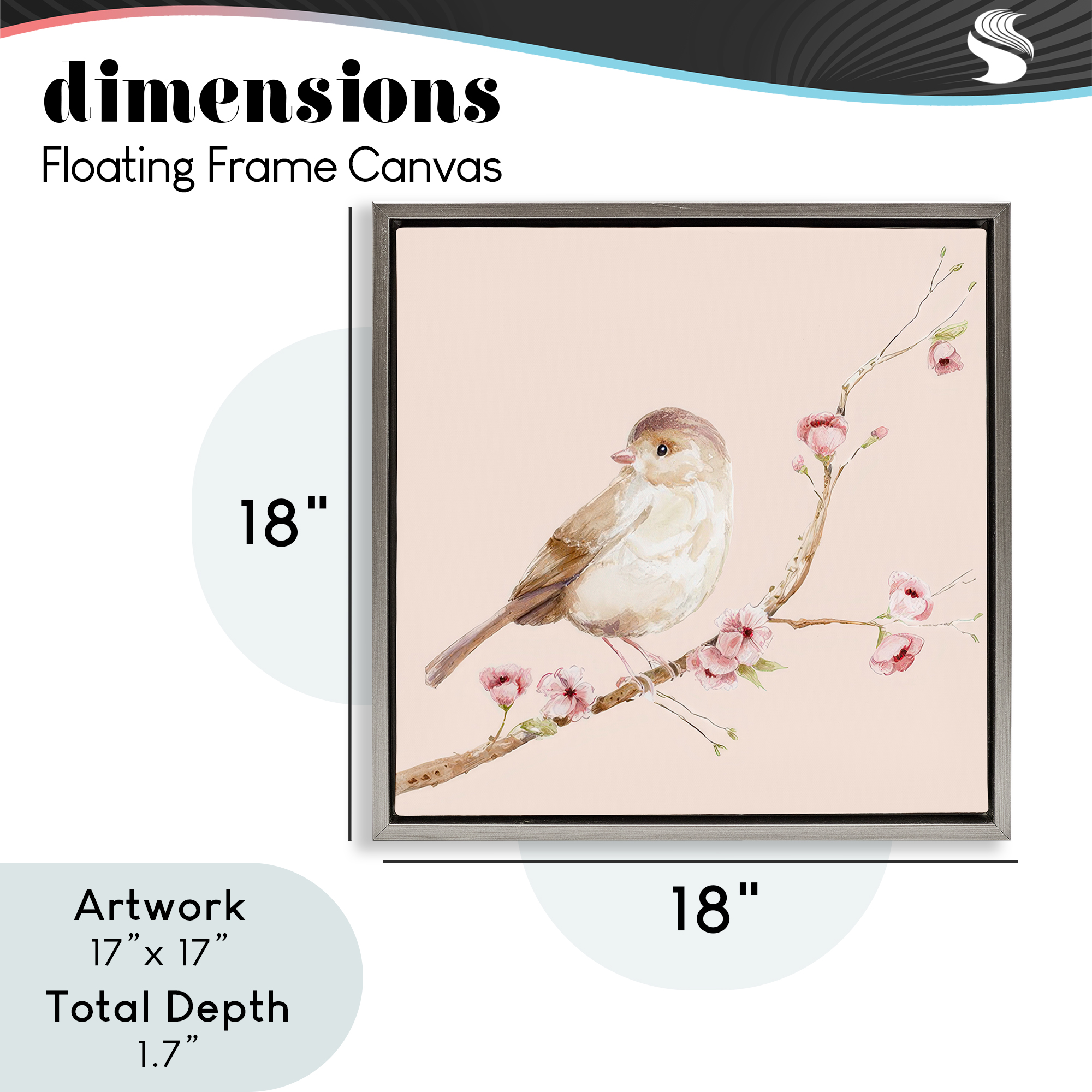 Sweet Brown Bird Perched Gray Framed Floater Canvas Wall Art, design by Lisa Wehmeyer