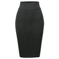 thumbnail image 2 of A2Y Women's Basic Solid Ponte Knee Length Slit Techno Span High Waist Pencil Skirt H Charcoal L, 2 of 3