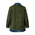 thumbnail image 7 of Stralyhd Loose Fit Leopard Patchwork Shirt Jacket Women Long Sleeve Collared Button‑Up Denim Trim Casual Fall Street‑Wear Shacket Army Green XL, 7 of 7