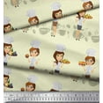 thumbnail image 2 of Soimoi Crepe Silk Fabric Cook Girl Print Fabric by Yard 42 Inch Wide, 2 of 3