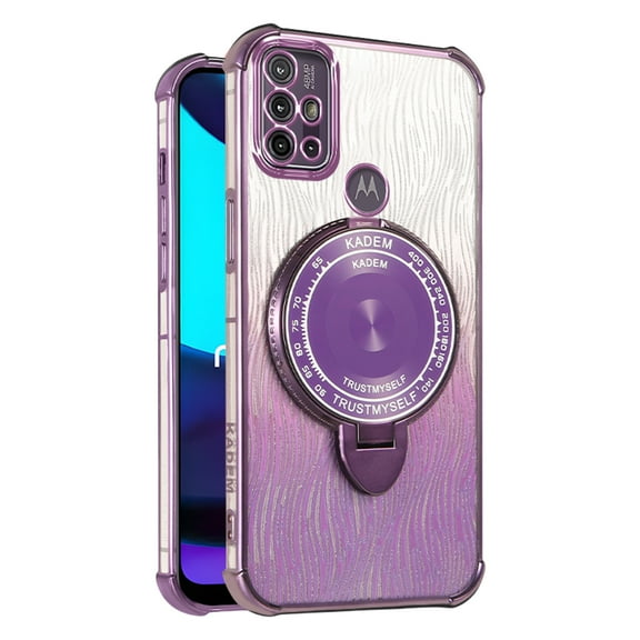 Kickstand Case for Motorola G30 Cover Soft TPU Silicone Phone Case with Luxury Magnetic Mirror Stand Shell for Women Men Anti-Fall Protective Cover Compatible with Moto G30 Case