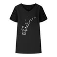 thumbnail image 4 of CHUMUD Cotton Linen Shirts for Women Short Sleeve V Neck Cat Floral Lightweight Tees Summer Casual Loose Fit, 4 of 4