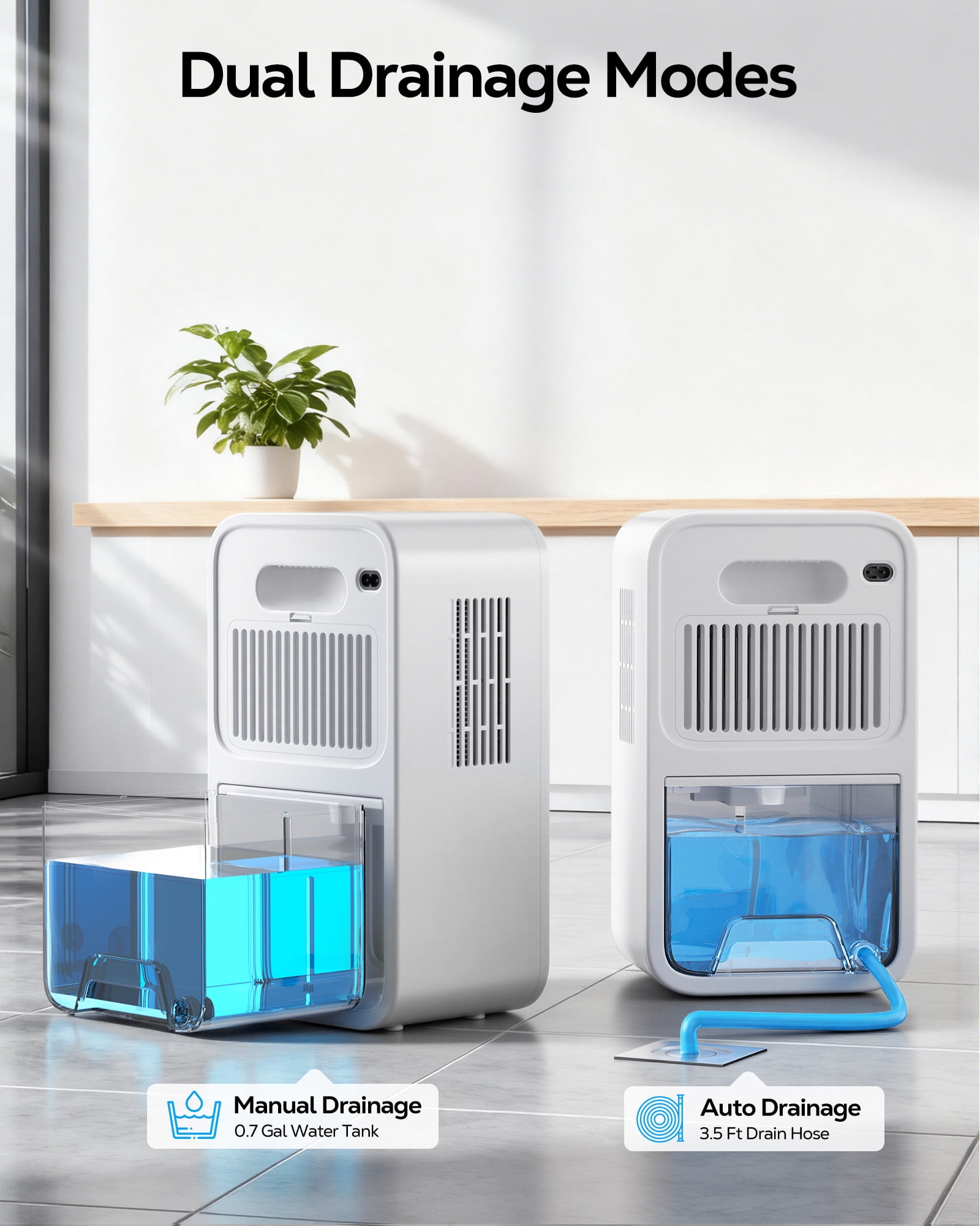 OHHANI Dehumidifier 85 oz Large Capacity, 500 sq.ft. Touch Control, Timer and Auto Shut-Off, Suitable for Bedrooms Basements and Garages