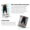 thumbnail image 3 of Pantalones capri de lino para hombre, ligeros, sueltos, 3/4, pantalones cortos con cordón elástico en la cintura, pantalones casuales de yoga para la playa, 3 of 5