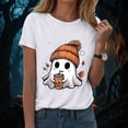 thumbnail image 2 of Akiihool Halloween Women Women's T-Shirts Crew-Neck Boho Flowers Wildflowers Tee Cute Summer Graphic Shirts Short Sleeve T Shirt White,L, 2 of 8