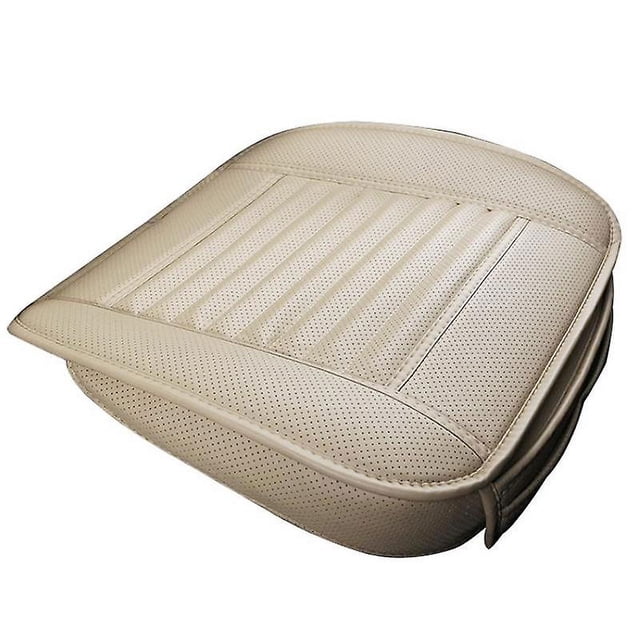 Funda para asiento delantero de coche, cojín de cuero transpirable, cojín para silla, alfombrilla protectora (beige)