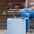 thumbnail image 3 of Keter Side Table Cooler 10.3 Gallon Cooler 3 in 1 Outdoor Patio Table and Ice Chest Storage, Ideal Hot Tub Table, Decor and Outdoor Patio Bar, Portable Bar, Rattan Look Bluish Grey, 3 of 9