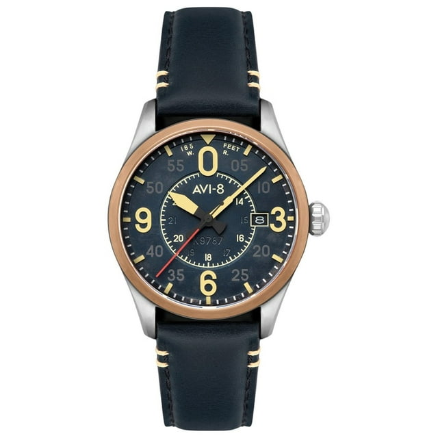 AVI-8 Spitfire Smith Distressed Blue Leather Strap Blue Dial Automatic AV-4090-05 Men's Watch