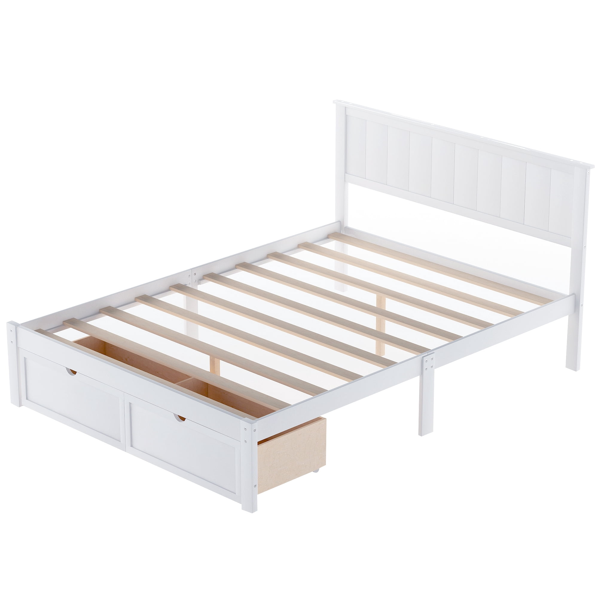 Bellemave Full Size Bed Frame with Storage Drawers, Full Wood Platform Bed with Headboard for Kids, Teens & Adults (White)