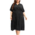 thumbnail image 2 of Njoeus Wedding Guest Dresses for Women, Women's Plus Size Floral Boho Summer Dresses Women V Neck Short Sleeve Beach Wrap Dress Swings Flowy Long Midi Dress with Pocket XL-5XL, 2 of 8