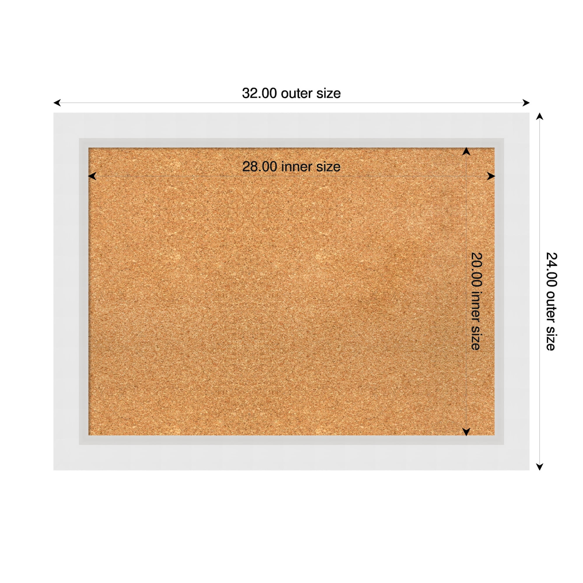 Amanti Art Natural Cork Board Wood Framed Blanco White Bulletin Board 32 in. x 24 in.