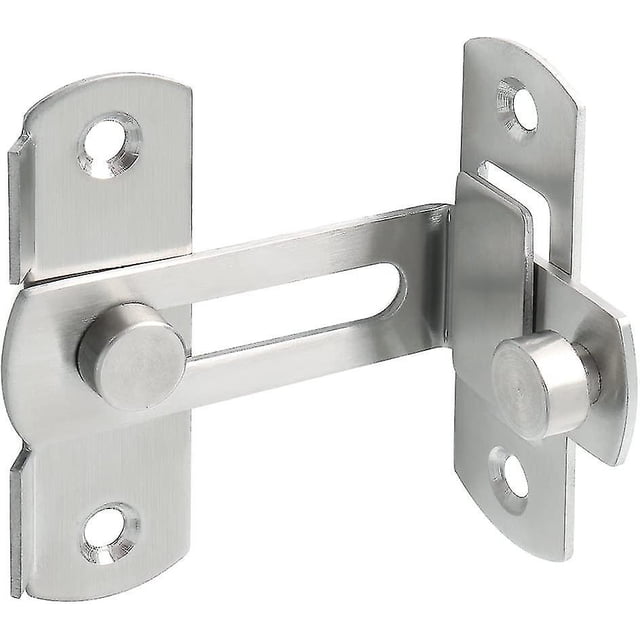 Pestillo de puerta corredera Pestillo de puerta de 90 grados con hebilla de cerradura de puerta de tornillo Cerradura de ángulo recto, 8 cm, inoxidable Feliz Sencillez