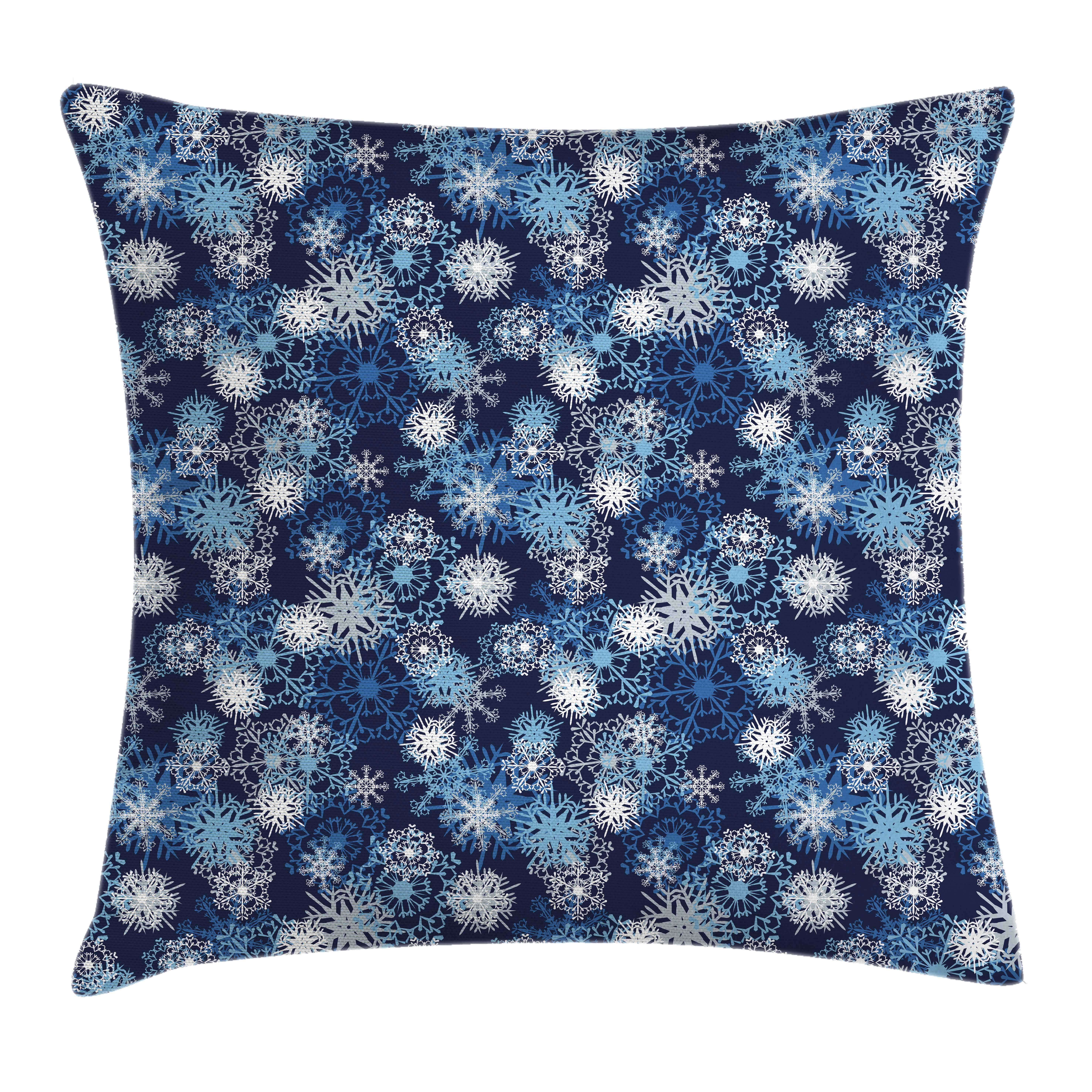 Winter Throw Pillow Cushion Cover, Various Different Ornate Snowflakes