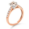 thumbnail image 3 of Gem Stone King 10K Rose Gold Peach Morganite and White Lab Grown Diamond Engagement Ring for Women (2.08 Cttw, Cushion Cut 8MM, Gemstone October Birthstone, Available in Size 5, 6, 7, 8, 9), 3 of 4