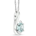 thumbnail image 2 of Gem Stone King 10K White Gold Sky Blue Topaz Pendant Necklace for Women (1.00 Cttw, Gemstone November Birthstone, Round 6MM, With 18 inch Chain), 2 of 5